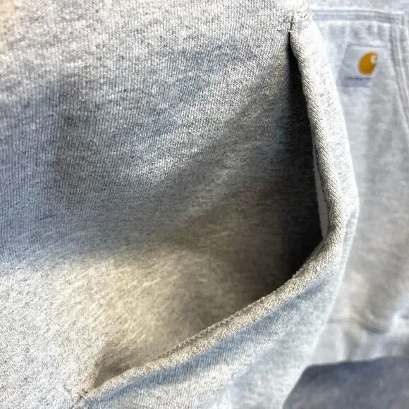 CARHARTT Men’s Hoodie Sweatshirt 3XL Heather Grey Logo Sleeve Loose Fit Pocket - Picture 13 of 14